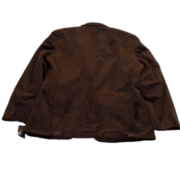 Tasso Elba Mens Sports Jacket Sz L Brown Faux Suede 2 Button Suit Coat Fall Soft - Picture 12 of 12